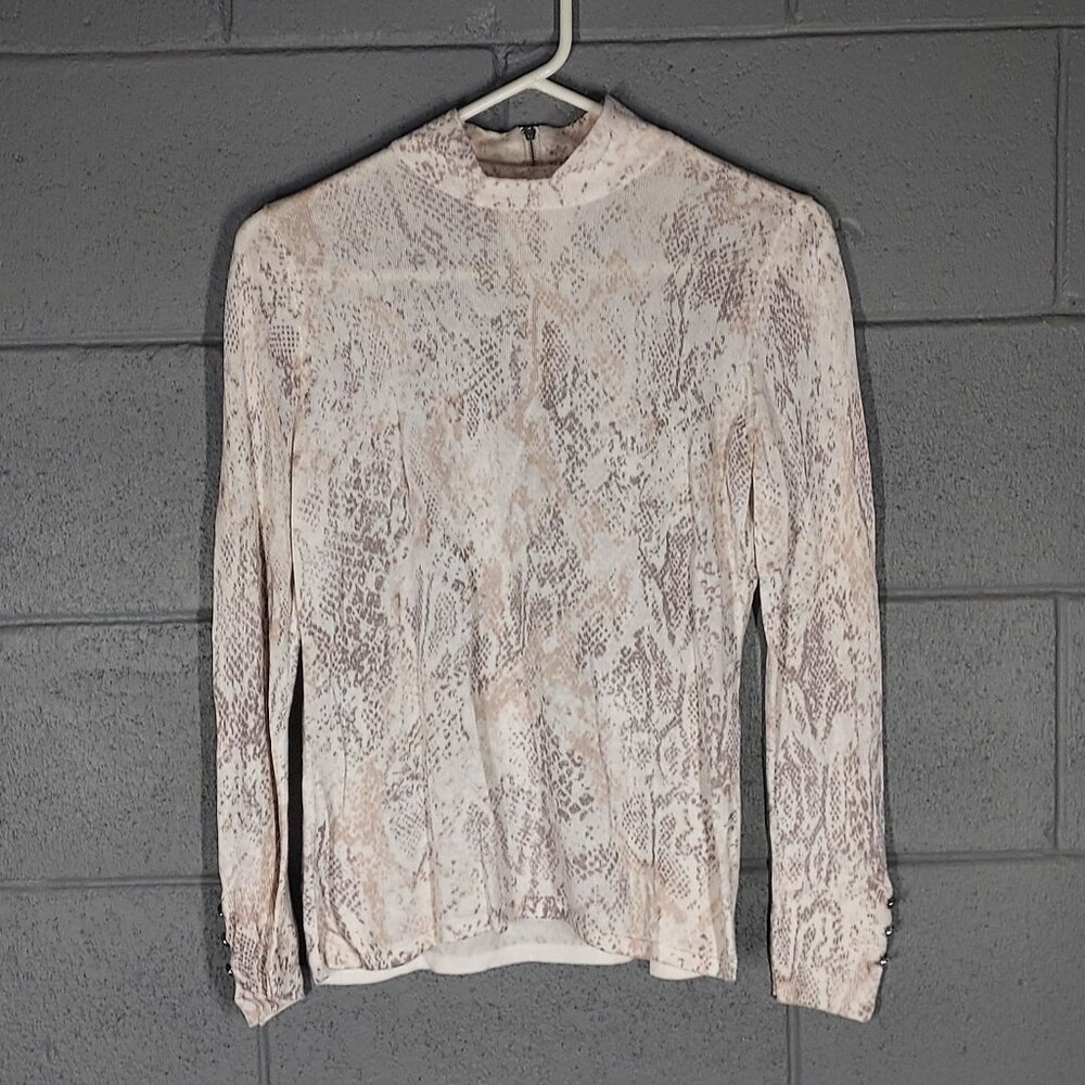 Chico's Snake Print Lightweight Long Sleeve  Mock Turtleneck - Size 0 Small